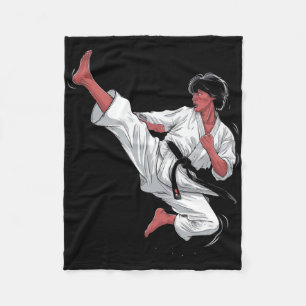 Black Belt Karate Fighter Fleece Blanket