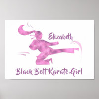 Black Belt Karate Girl Pink Purple Modern Chic