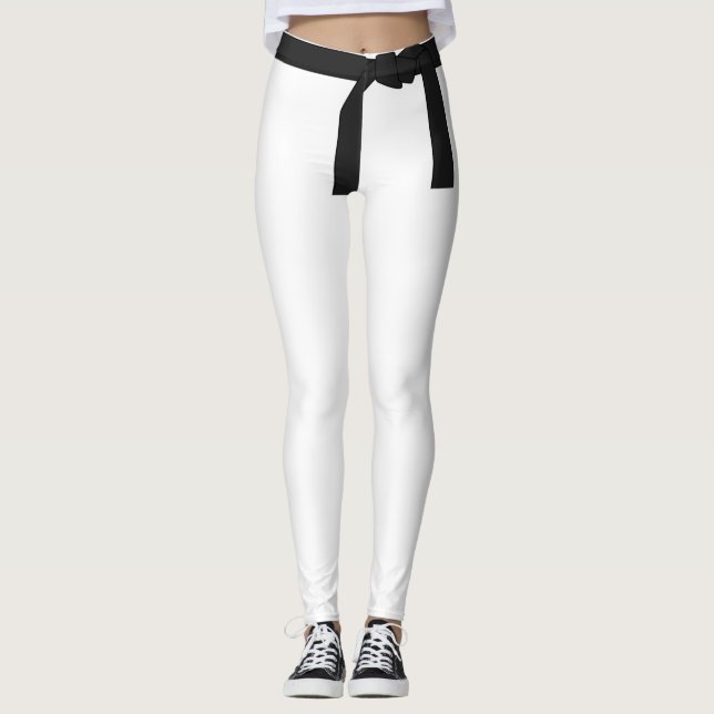 Black Belt Karate Martial Arts White Leggings (Front)