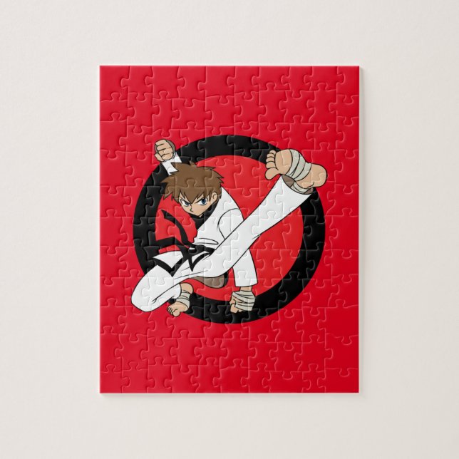 Black Belt Karate / Ninja Brunette Boy Jigsaw Puzzle (Vertical)