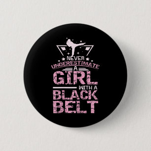 Black Belt Karate Taekwondo Girl 6 Cm Round Badge