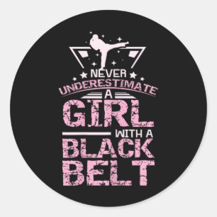 Black Belt Karate Taekwondo Girl Classic Round Sticker