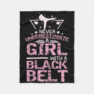 Black Belt Karate Taekwondo Girl Fleece Blanket