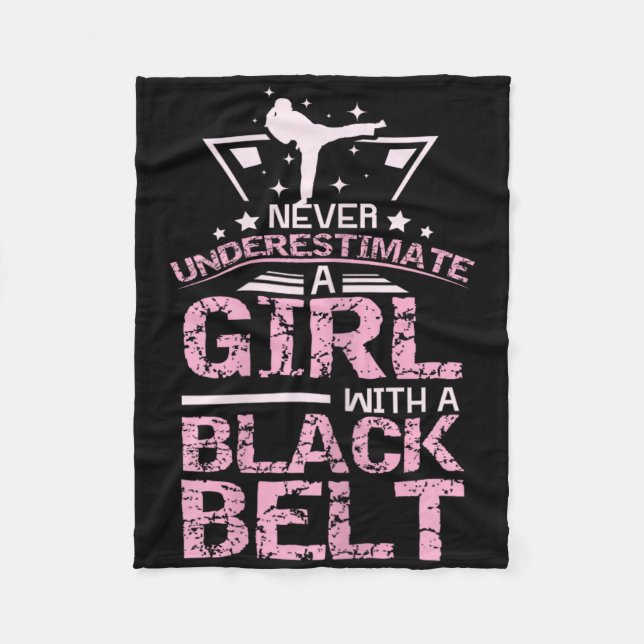 Black Belt Karate Taekwondo Girl  Fleece Blanket (Front)