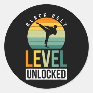 Black Belt Level Unlocked 3  Classic Round Sticker
