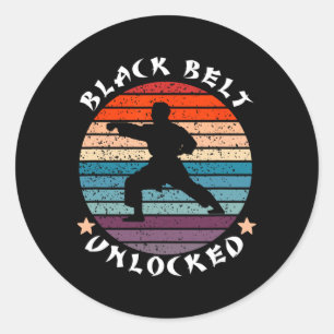 Black Belt Level Unlocked Achievement Karate Keep Classic Round Sticker