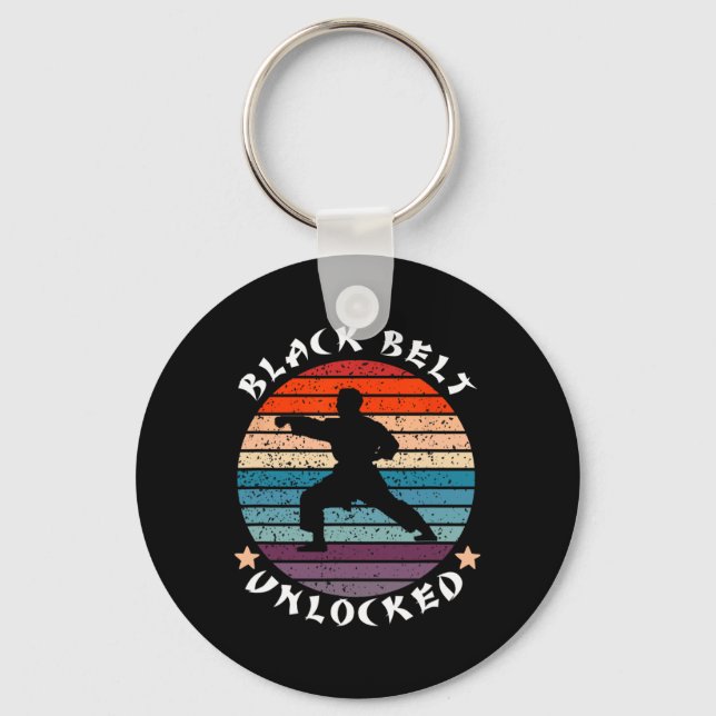 Black Belt Level Unlocked Achievement Karate Keep  Key Ring (Front)