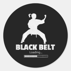 Black Belt Loading Karate Ttee Premium Tri-Blend Classic Round Sticker