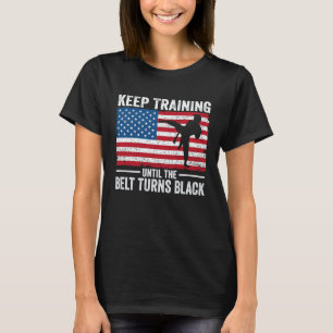 Black Belt Martial Art Training Karate Men US FLag T-Shirt