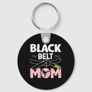 Black Belt Mum Floral Tkd Taekwondo Karate Martial Key Ring
