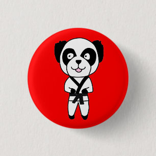 Black Belt Panda Bear Button