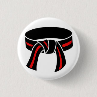 Black Belt with Red Stripe Button