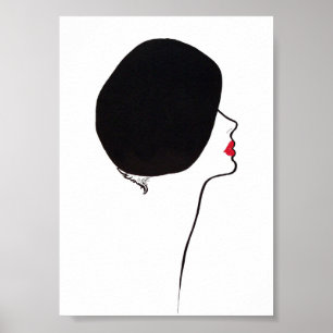 Black Beret Hat Retro Minimalist Fashion Poster