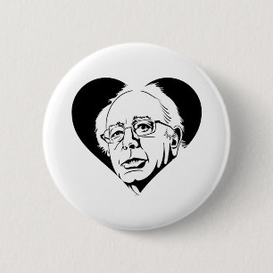 black bernie sanders heart 6 cm round badge