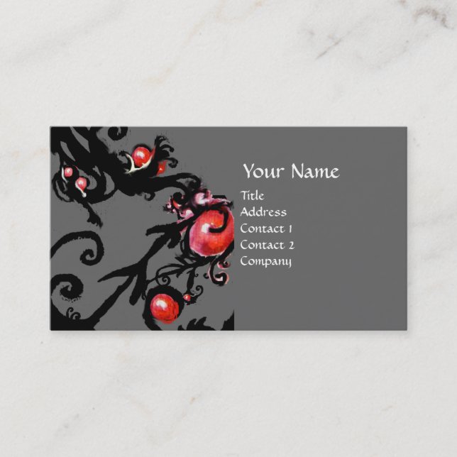 BLACK  BERRIES SWIRLS BUSINESS CARD (Front)