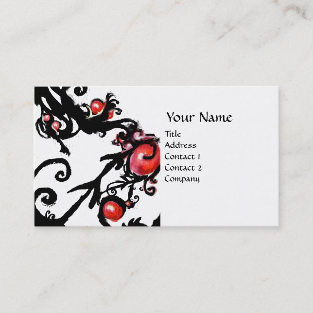 BLACK  BERRIES SWIRLS BUSINESS CARD (Front)
