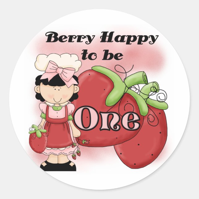 Black Berry 1st Birthday T-shirts and Gifts Classic Round Sticker (Front)