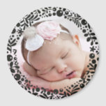 Black Berry Framed Baby Photo Magnet<br><div class="desc">A circle of pretty,  graphic floral berries and leaves delicately frame your favourite baby photo to create a perfect keepsake or give as a gift to parents and grandparents.</div>