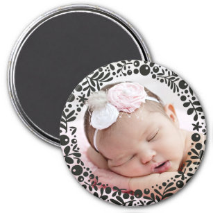 Black Berry Framed Baby Photo Magnet