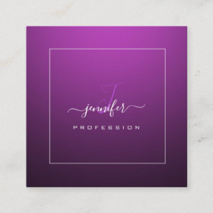 Black Berry Pink Purple Monogram Name Social Media Square Business Card