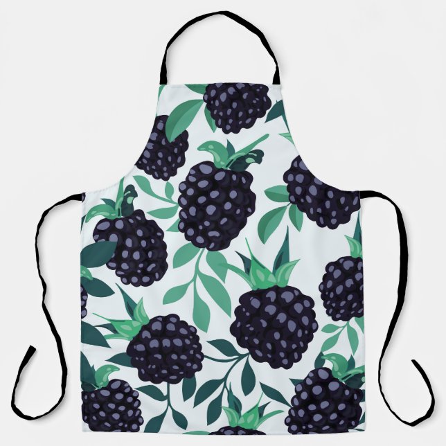 Black Berry Tropical: Fruit Seamless Pattern Apron (Front)