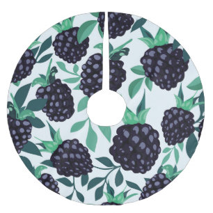 Black Berry Tropical: Fruit Seamless Pattern Brushed Polyester Tree Skirt