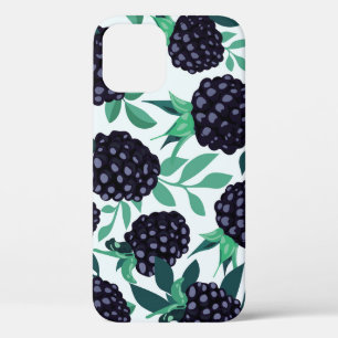 Black Berry Tropical: Fruit Seamless Pattern iPhone 12 Case