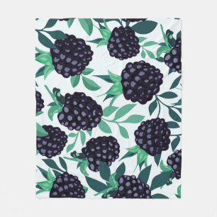 Black Berry Tropical: Fruit Seamless Pattern Fleece Blanket