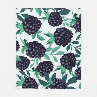 Black Berry Tropical: Fruit Seamless Pattern Fleece Blanket