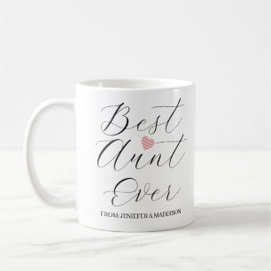 Black Best Aunt Ever Hand Lettering Quote Coffee Mug