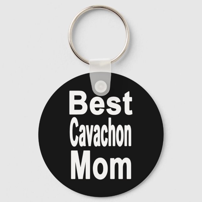 Black Best Cavachon Mom Key Ring (Front)