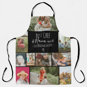 black Best chef and grandma photo collage grid Apron