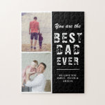 Black Best Dad Ever Family 2 Photo  Jigsaw Puzzle<br><div class="desc">Black Best dad ever Family 2 Photo Puzzle. Collage of 2 photos, father`s name with a sweet message in a trendy script and names of children. Add your two favourite family photos. Sweet personalised keepsake and a gift for birthday, Father`s Day or Christmas for a dad, new dad or grandfather....</div>