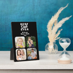 Black Best Dad Ever Father 4 Family Photo Plaque