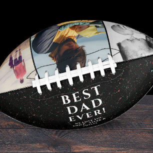 Black Best Dad Ever Father`s Day 3 Photo Collage American Football