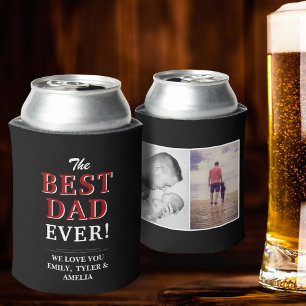 Black Best Dad Ever Father`s Day Photo Collage Can Cooler