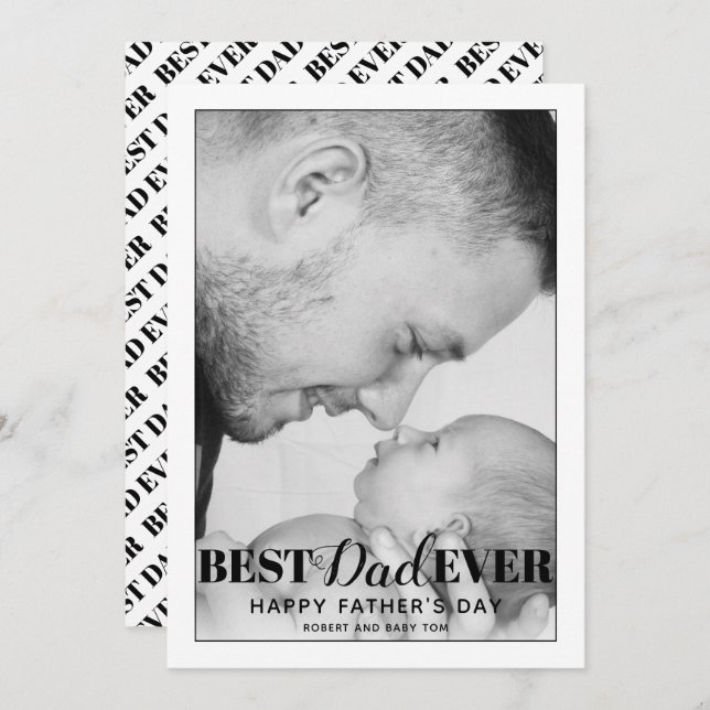Black Best Dad Ever typography Father's Day card (Front/Back)
