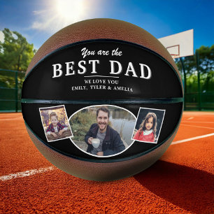 Black Best Dad Father 3 Photo Collage  Basketball