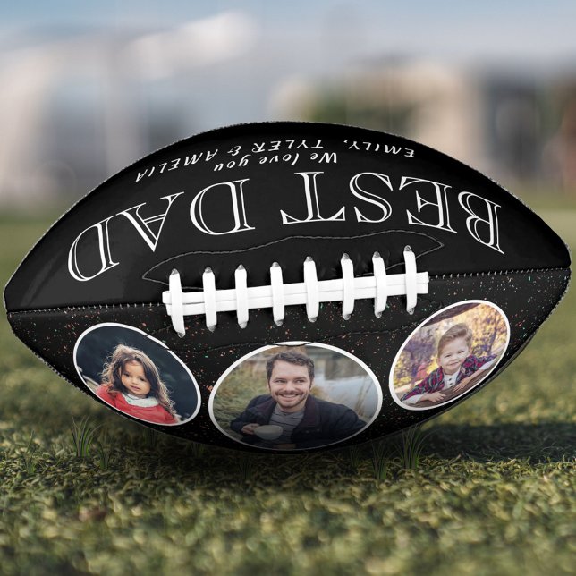 Black Best Dad Father`s Day 3 Photo Collage  American Football (Creator Uploaded)