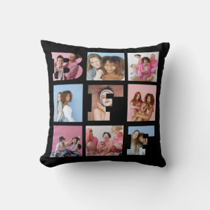 Black Best Friends BFF Photo Collage Heart Script Cushion