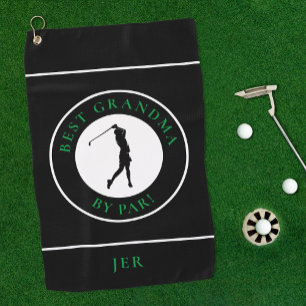 Black Best Grandma Golfer Monogrammed Sports Green Golf Towel