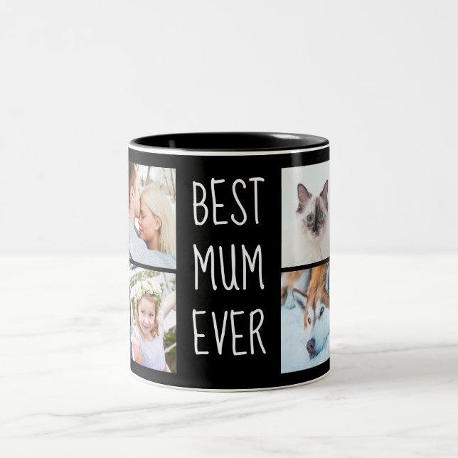 Black Best Mum Ever Custom Photo Mug (Center)