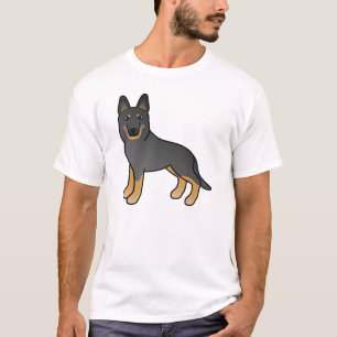 Black Bi-Colour German Shepherd Cute Cartoon Dog T-Shirt