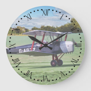 Black Bi plane wall clock with Roman/minute dial