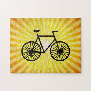 Black Bicycle; Yellow Background Jigsaw Puzzle
