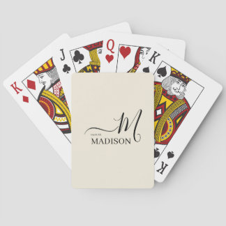 Black Biege Personalised Signature Name Playing Cards