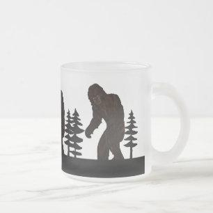 Black Big Foot Sasquatch Yeti Swamp Ape Cryptid   Frosted Glass Coffee Mug