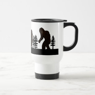 Black Big Foot Sasquatch Yeti Swamp Ape Cryptid Travel Mug