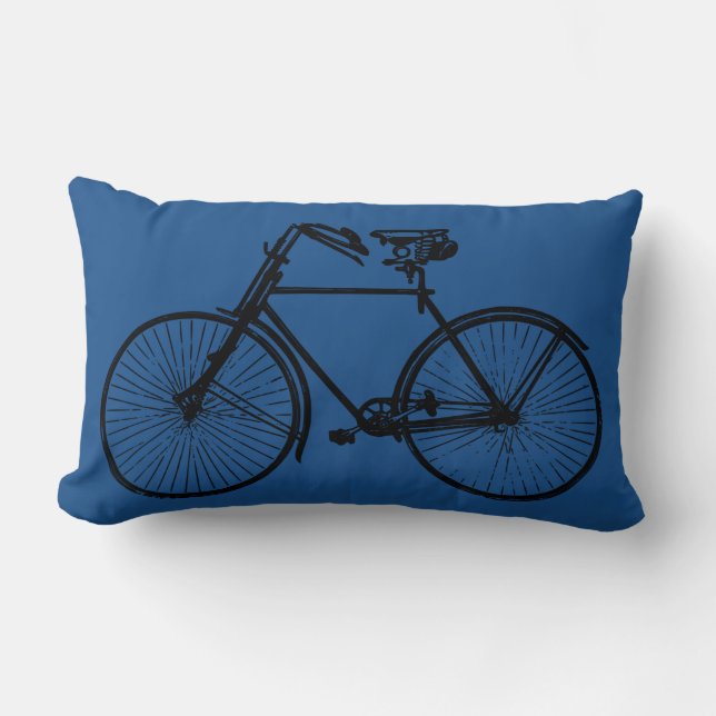 black bike bicycle Throw pillow blue (Front)