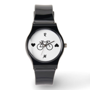 Black Bike Heart Silhouette Personalised Name Watch